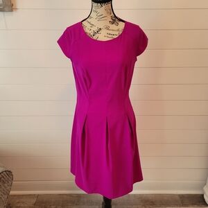 Dress Barn Fuchsia Cap-Sleeve A-Line Dress